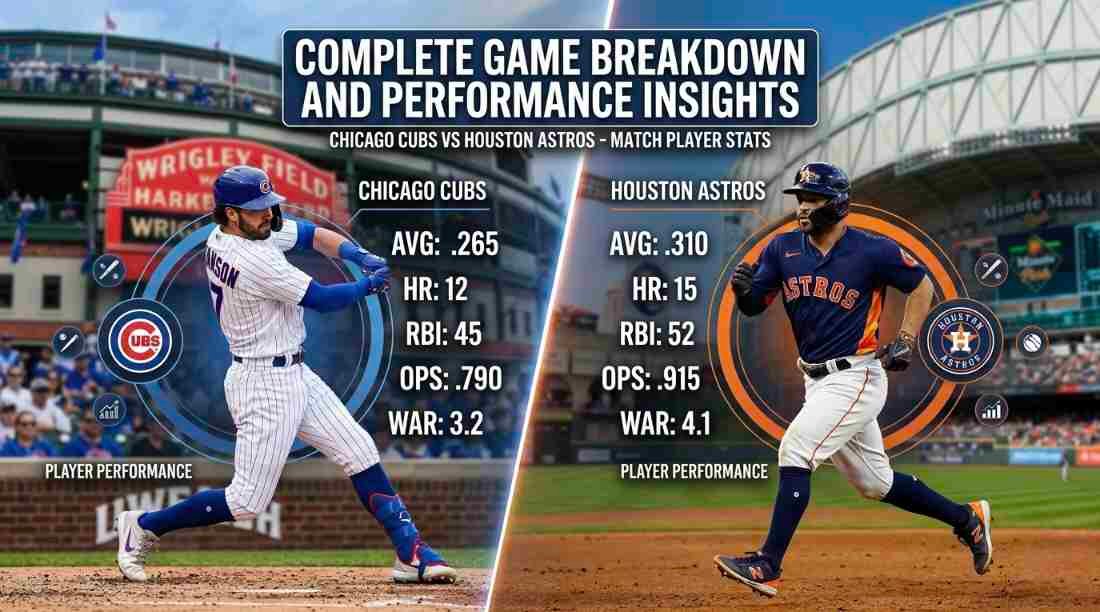 chicago cubs vs houston astros match player stats